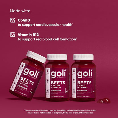 Goli Nutritional Supplement, Beets Cardio Gummy - 60 Count - CoQ10 & Beet Root Extract GoliBuy Supplements Australia