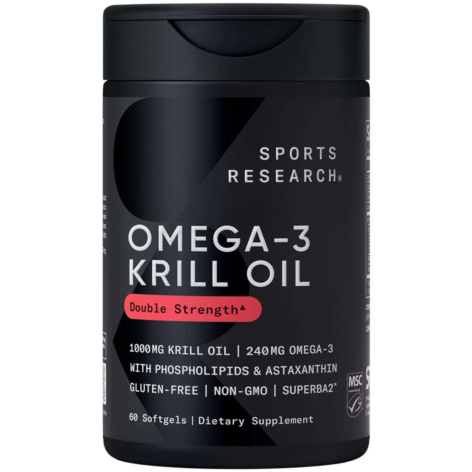 Sports Research® Omega-3 Krill Oil 1000mg - Pure Antarctic Superba Krill with Phospholipids, Choline & Astaxanthin - MSC Certified Sustainable · Non-GMO · Gluten Free - 60 Softgels Sports ResearchBuy Supplements Australia