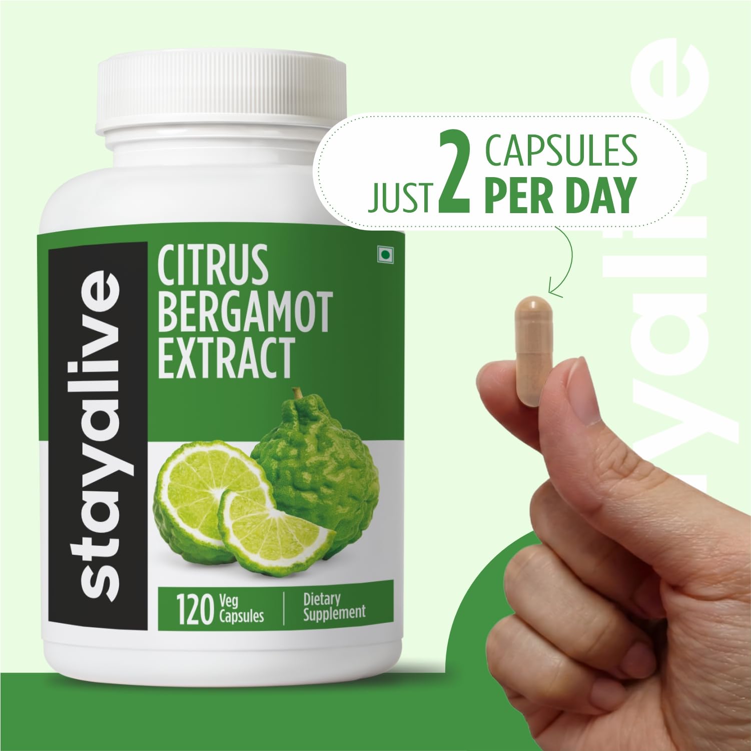 STAY ALIVE Citrus Bergamot Capsules 1000mg, 30:1 Super Extract with 50% Polyphenolic Flavanones, 120 Pills, Citrus Bioflavonoids Supplements for Women & Men | Non-GMO, Gluten-Free STAY ALIVEBuy Supplements Australia