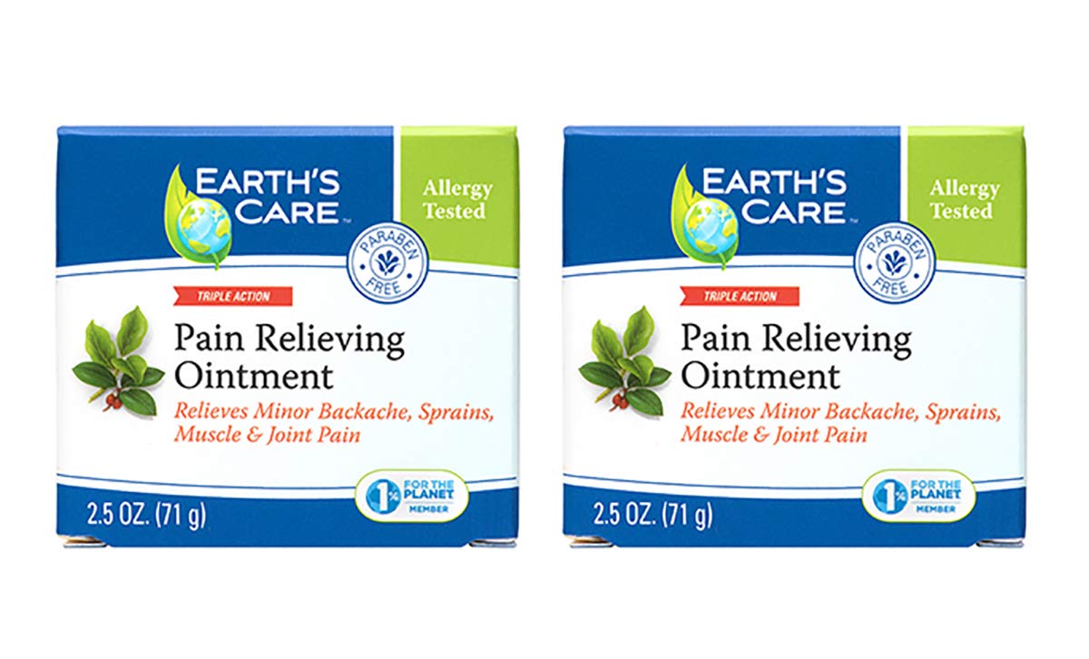 Earth's Care Triple Action Pain Relieving Ointment, No Parabens, Colors or Fragrances, Allergy-Tested 2.5 OZ. (2 Jars) Earth's CareBuy Supplements Australia