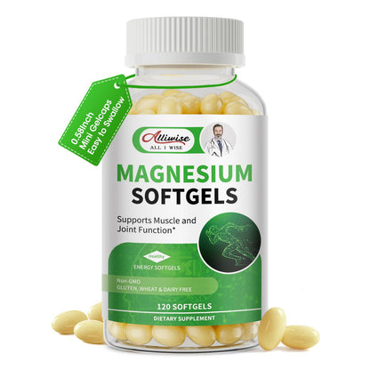 Magnesium Glycinate 500mg Softgels Supplement, Small Easy to Swallow Magnesium Gelcaps High Absorption for Night Leg&Sleep Support, Muscle&Bone, Calm, Non GMO, 120 Gelcaps, 60 Day Supply AlliwiseBuy Supplements Australia