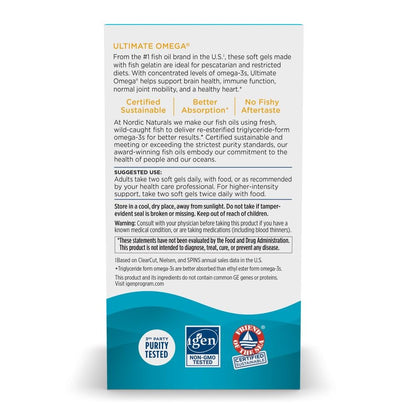 Nordic Naturals Ultimate Omega in Fish Gelatin, Lemon Flavor - 60 Soft Gels - 1280 mg Omega-3 - High-Potency Fish Oil Supplement - EPA & DHA - Promotes Brain & Heart Health - Non-GMO - 30 Servings Nordic NaturalsBuy Supplements Australia
