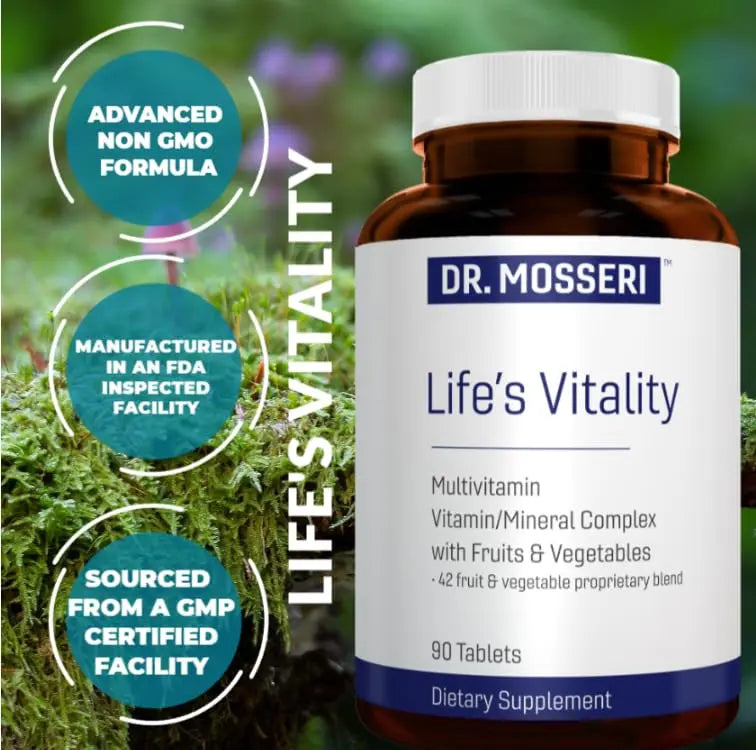 DR. MOSSERI Life's Vitality Vegan Multivitamin for Men & Women – Non-GMO Formula with 42 Fruits and Vegetables, Daily Multivitamin and Mineral Complex DR. MOSSERIBuy Supplements Australia