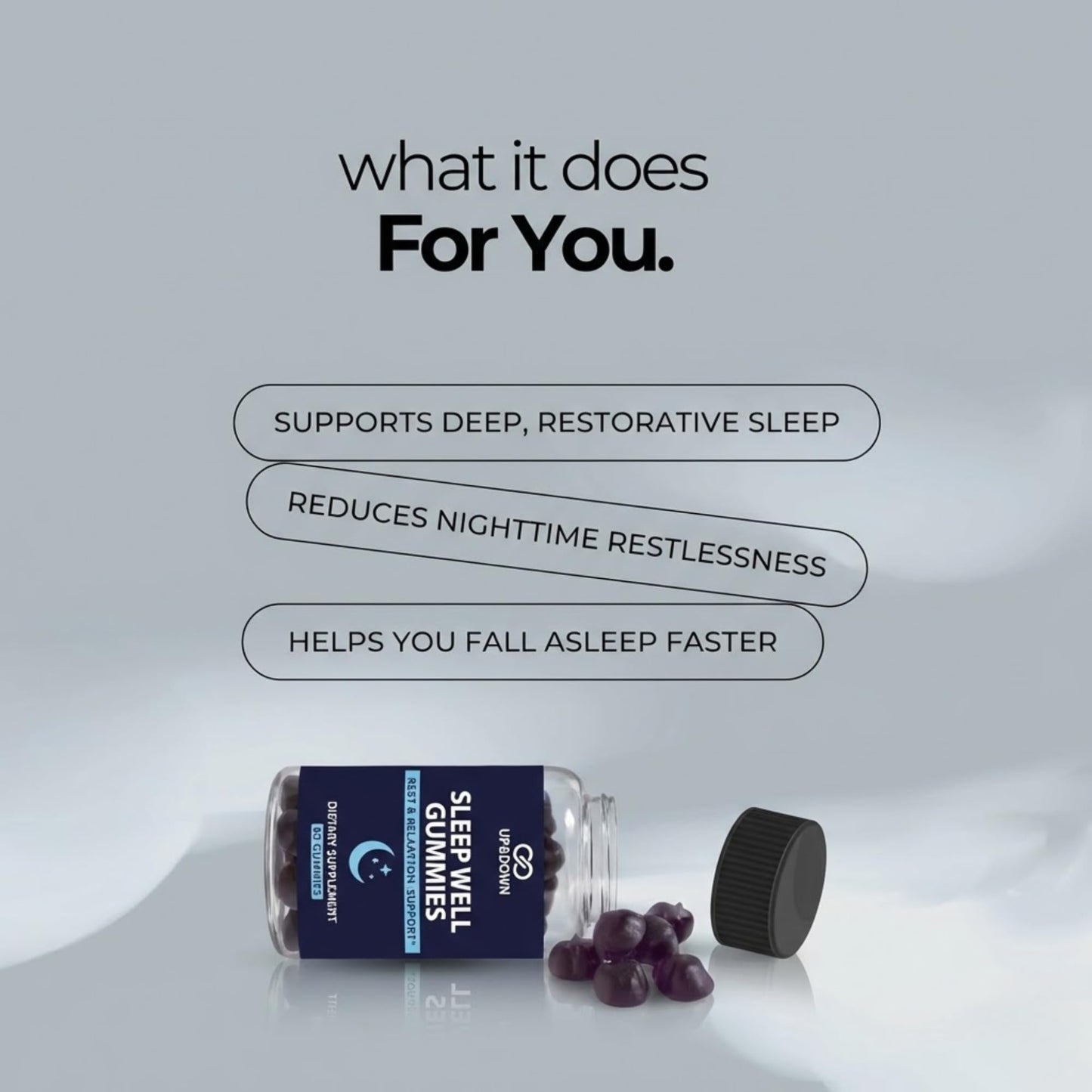 Up&Down Supplements Sleep Well Gummies | Deeper Sleep, Relaxation, Rest & Recovery Support | Melatonin, Vitamin B6 & Passionflower | Made in USA | Vegan, Non-GMO, Gluten Free | 60 Sleep Gummies Up&Down SupplementsBuy Supplements Australia