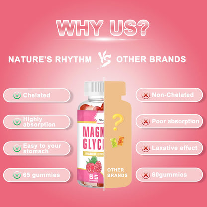 Nature‘s Rhythm Magnesium Gummies 500mg - 65 Ct | Magnesium Glycinate Supplements for Relaxation, Stress Relief, and Sleep for Adults & Kids Tasty and Tangy Raspberry Flavor Nature'sRhythmBuy Supplements Australia