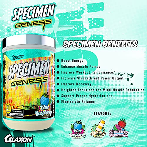 Specimen Full Spectrum High Stimulant Pre-Workout Powder | Supercharged Energy & Muscle Pumps + Focus & Hydration | Great Far-Out Flavors (Blue Raspberry V3)