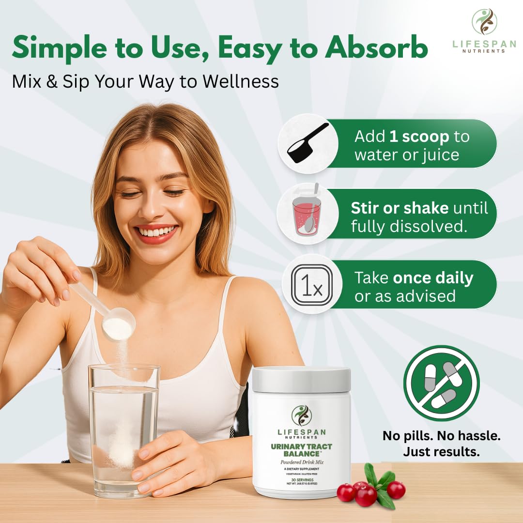 LifeSpan Nutrients D Mannose with Cranberry and Probiotics Powder Supports Urinary Tract and Bladder Health Easy Mix Drink Vegan Gluten Free 30 Servings LifeSpan NutrientsBuy Supplements Australia