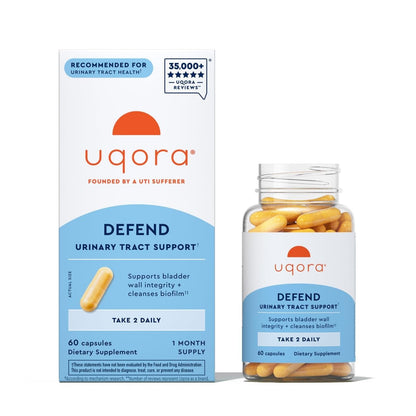 Uqora Defend - Urinary Tract Health Supplement - Support Bladder Health & Cleanse Biofilm* with D-Mannose, Green Tea Extract, Turmeric Extract & More