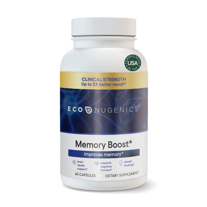 EcoNugenics Memory Boost Supplement – Clinically Studied Ingredients to Support Brain Focus & Health – Nootropic Formula with Bacopa Monnieri, Boswellia Serrata
