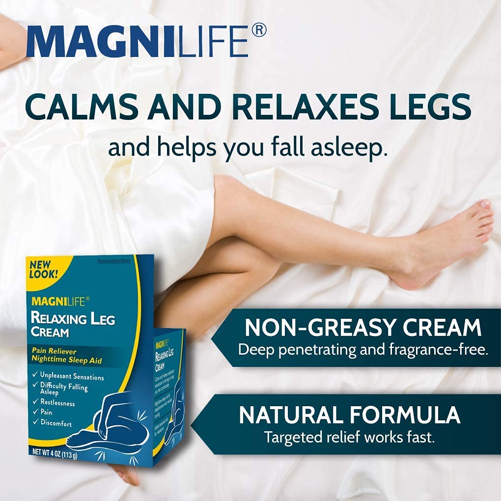 MagniLife Relaxing Leg Cream, Restless Legs, Deep Penetrating Topical for Pain, Naturally Soothe Cramping, Discomfort, and Tossing with Lavender and Magnesium - 4oz MagniLifeBuy Supplements Australia