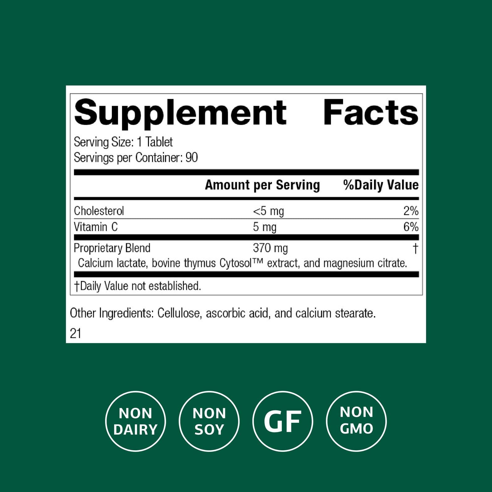 Standard Process Thymex - Cytosol Extract Dietary Supplement for Immune Health - Gluten-Free, Non-Dairy, & Non-Soy - 90 Tablets (90 Servings) Standard Process Inc.Buy Supplements Australia