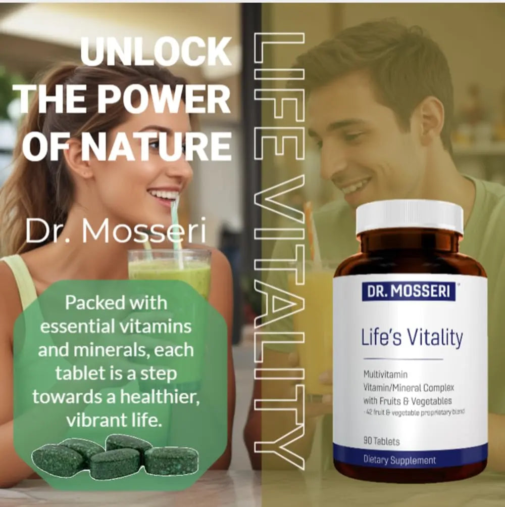 DR. MOSSERI Life's Vitality Vegan Multivitamin for Men & Women – Non-GMO Formula with 42 Fruits and Vegetables, Daily Multivitamin and Mineral Complex DR. MOSSERIBuy Supplements Australia
