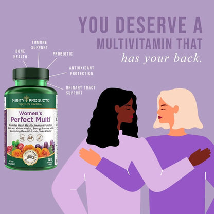 Purity Products Women’s Perfect Multi Balanced Multivitamin - Supports Urinary Tract Health, Immune, Bone + Muscle, Hair, Skin, Nails Purity Products