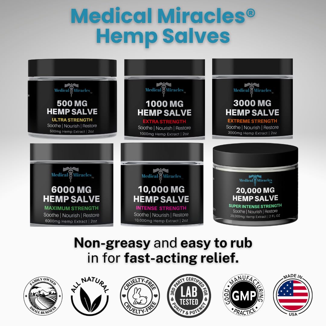 Medical Miracles Hemp 500 Mg Ultra Strength Healing Salve Ideal for Hips, Joints, Neck, Back, Elbows, Fingers, Hands, and Knees Medical MiraclesBuy Supplements Australia