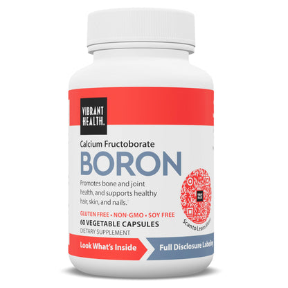 Vibrant Health - Super Natural Boron, Support for Healthy Joints, Hormone Levels, and Connective Tissue with Calcium Fructoborate and Broccoli Powder, Gluten Free, Vegetarian, Non-GMO, 60 Count Vibrant HealthBuy Supplements Australia