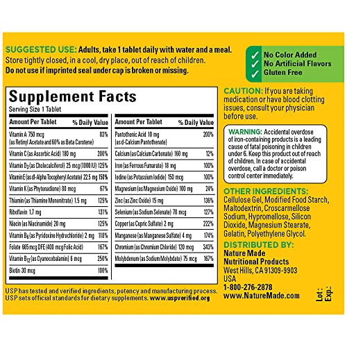 Nature Made Multivitamin Tablets with Iron, Multivitamin for Women and Men Nature MadeBuy Supplements Australia