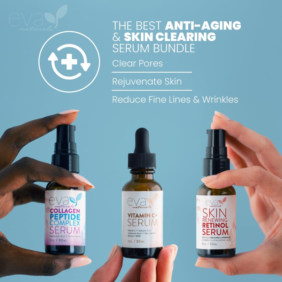 Eva Naturals Anti-Aging Serum Bundle - Vitamin C Serum, Hyaluronic Acid Serum Eva NaturalsBuy Supplements Australia