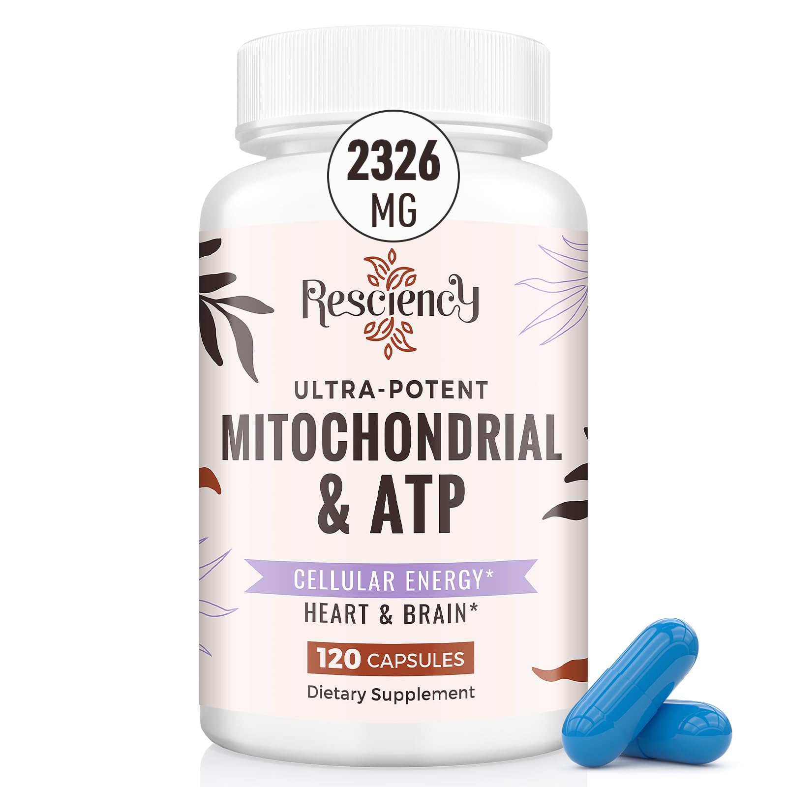 Resciency 2326 MG Mitochondrial Supplements with ATP, Vitamins, CoQ10 & PQQ, More Effective Than Creatine HMB & Nitric Oxide, Energy, Endurance, Strength, Recovery & Muscle, Organic, 120 Capsules ResciencyBuy Supplements Australia