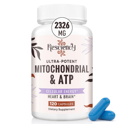 Resciency 2326 MG Mitochondrial Supplements with ATP, Vitamins, CoQ10 & PQQ, More Effective Than Creatine HMB & Nitric Oxide, Energy, Endurance, Strength, Recovery & Muscle, Organic, 120 Capsules ResciencyBuy Supplements Australia