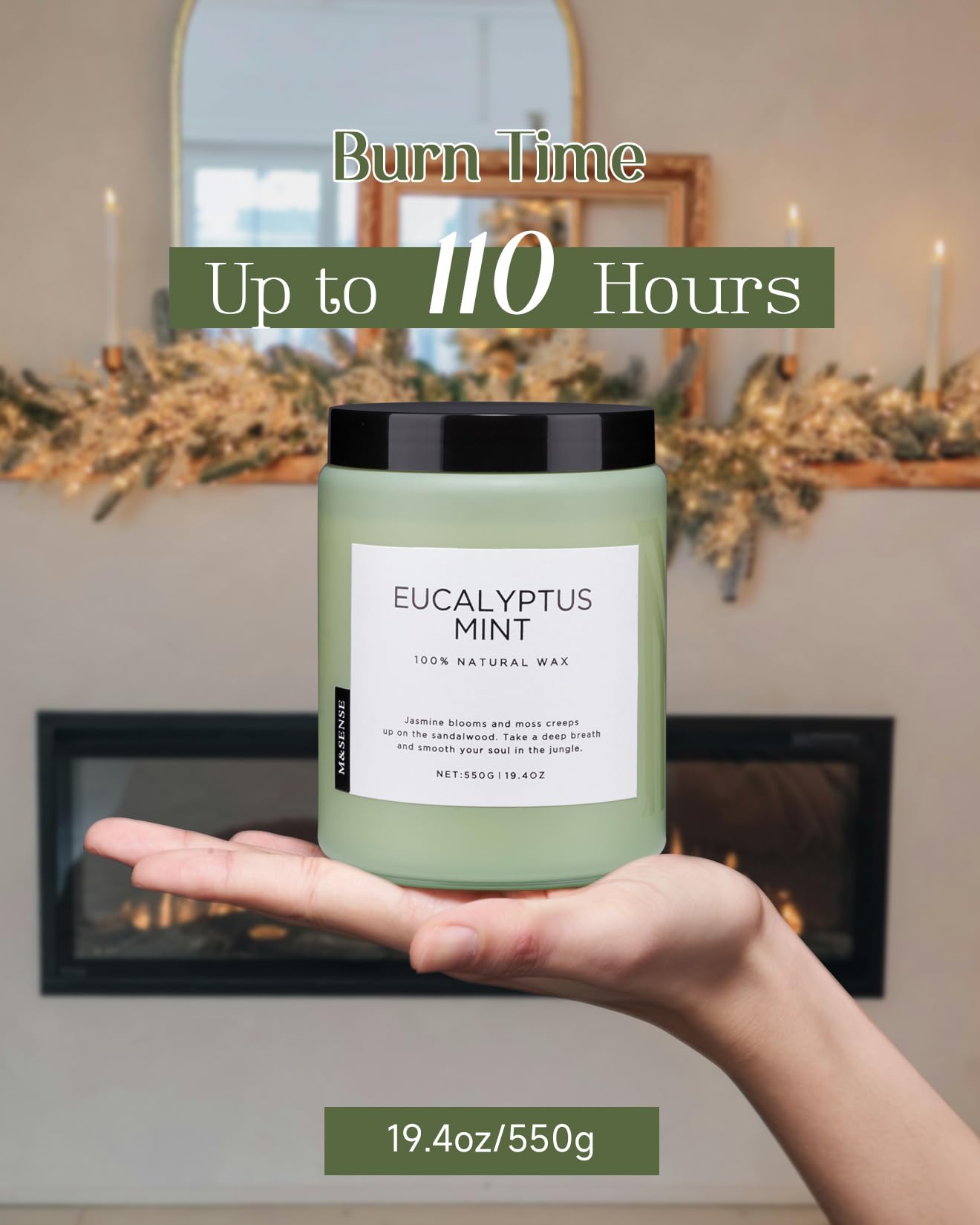 M&SENSE Eucalyptus Mint Candles for Home Scented, 19.4oz 110 Hours Burn Soy Aromatherapy M&SENSEBuy Supplements Australia