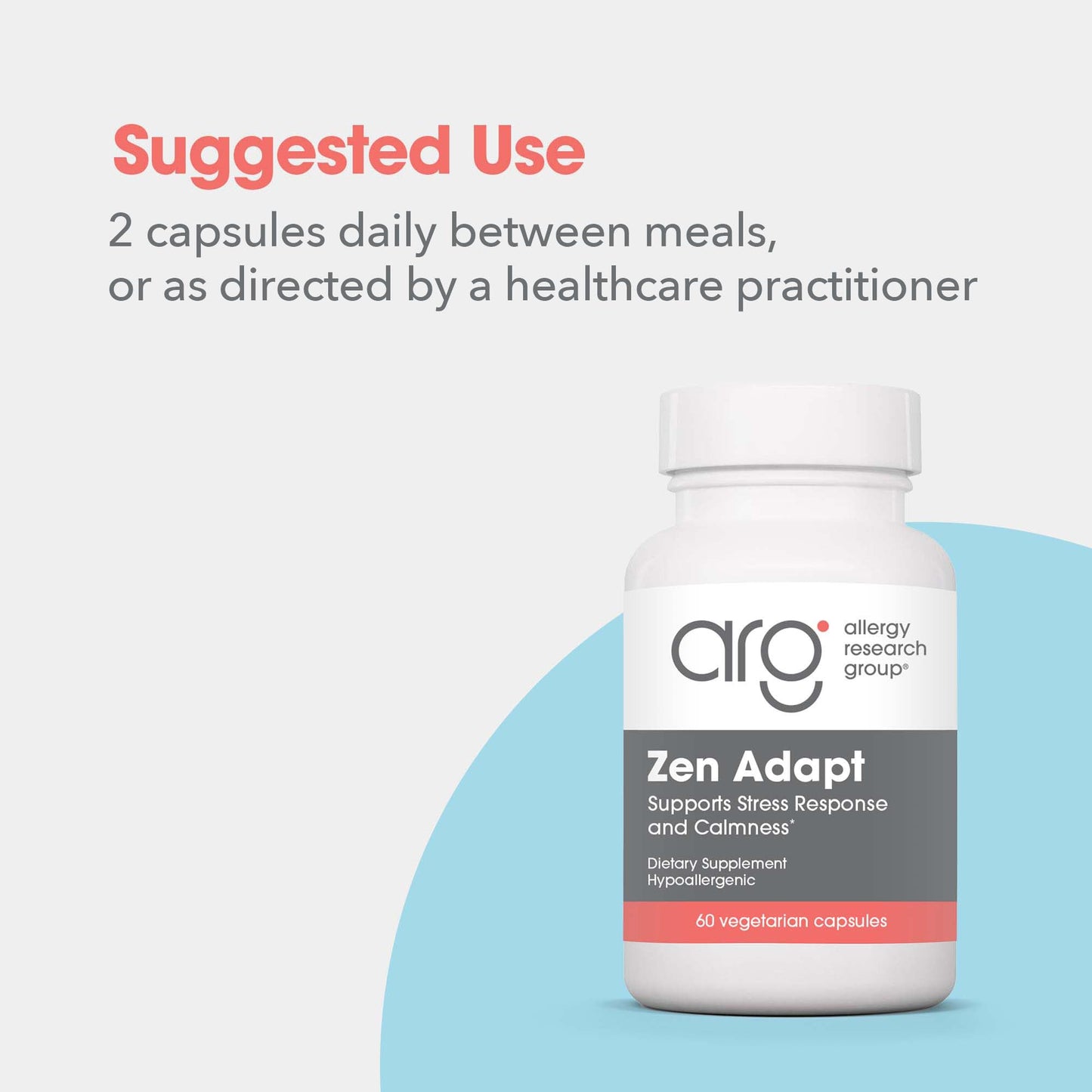 ARG Zen Adapt - 200 mg L-Theanine, 125 mg Ashwagandha & 550 mg GABA - Supports Stress Response and Calmness - Vegetarian Capsules - Hypoallergenic Formula - 30 Servings - 60 Capsules Allergy Research GroupBuy Supplements Australia