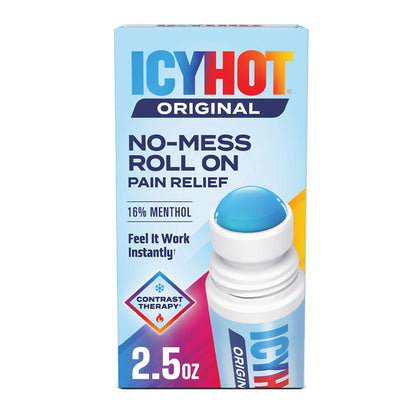 Icy Hot Original Pain Relief No-Mess Roll-On Applicator, Fast-Acting Pain Relief with Max Strength Menthol 16%, Contrast Therapy for Backaches, Joints, Muscle Strains and Arthritis, 2.5 oz Icy HotBuy Supplements Australia