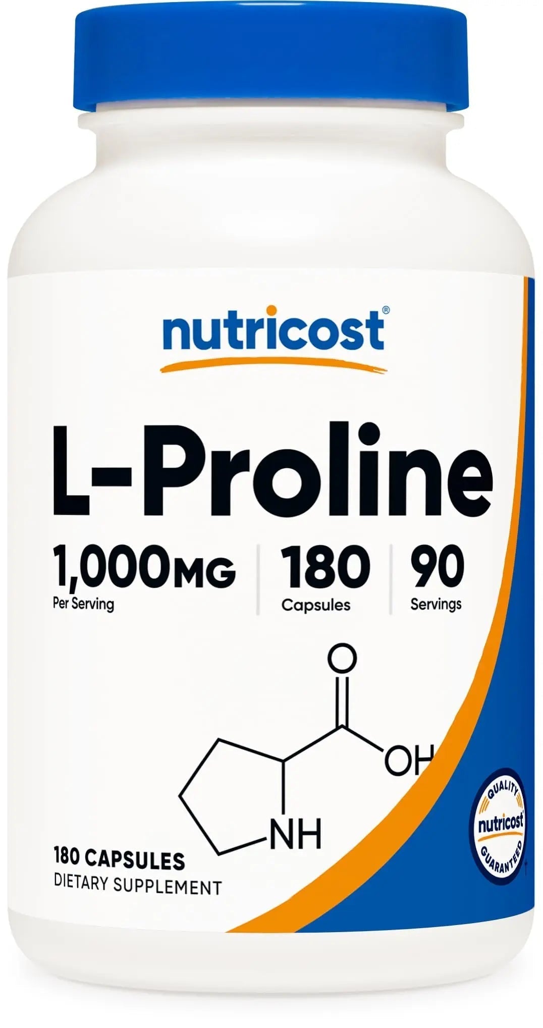 Nutricost L-Proline 1000mg, 180 Capsules (90 Servings) - 500mg Per Cap, Non-GMO, Gluten Free NutricostBuy Supplements Australia