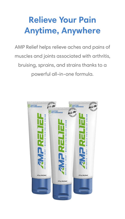AMP RELIEF Cream - 4oz - All Natural Topical Pain Cream with Arnica, Boswellia, Eucalyptus and Menthol AMP RELIEFBuy Supplements Australia