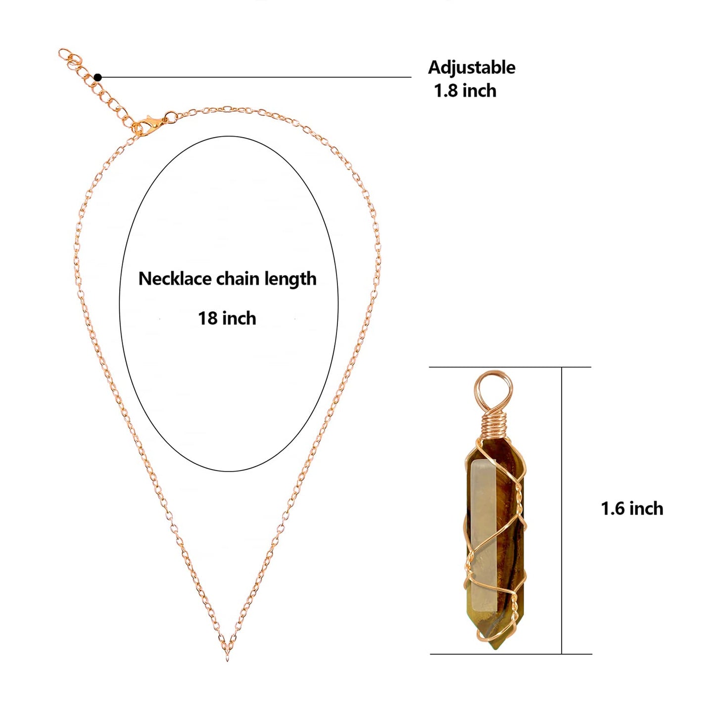 VIBILIA Healing Crystal Necklace Wire Wrapped Natural Tigerite Stone Point Pendant Necklace Hexagonal VIBILIABuy Supplements Australia