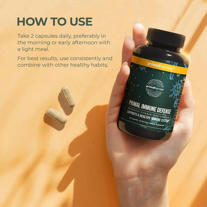 Primal Harvest Immune Defense 10-in-1 Supplement with Probiotics, Zinc, and Vitamins C, D3, K2, B6 Daily Immune Support for Adults Primal Harvest