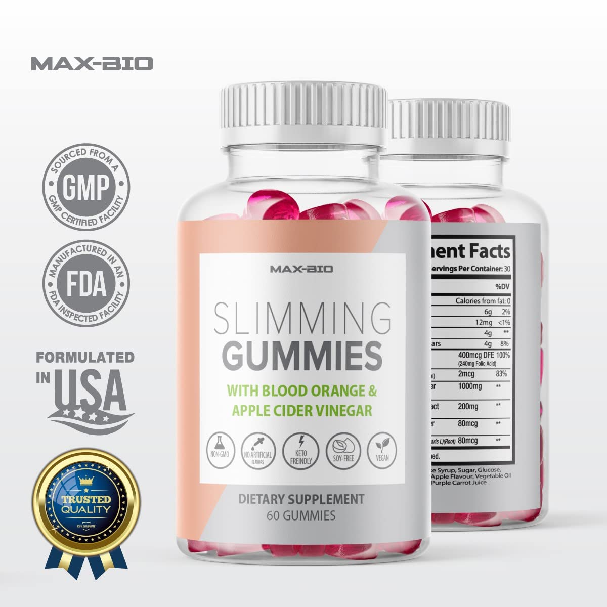 Max-Bio Slimming Gummies It Works with Apple Cider Vinegar and Sicilian Blood Orange Extract Max-BioBuy Supplements Australia