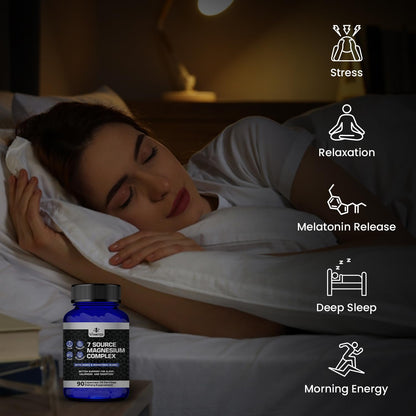 Magnesium Complex for Sleep, Relaxation, Digestion & Calm – Magnesium Glycinate, Citrate, Bisglycinate, Carbonate, Malate, Orotate, Taurate, + Humic/Fulvic for High Absorption - 90 ct. VITAMIZEDBuy Supplements Australia