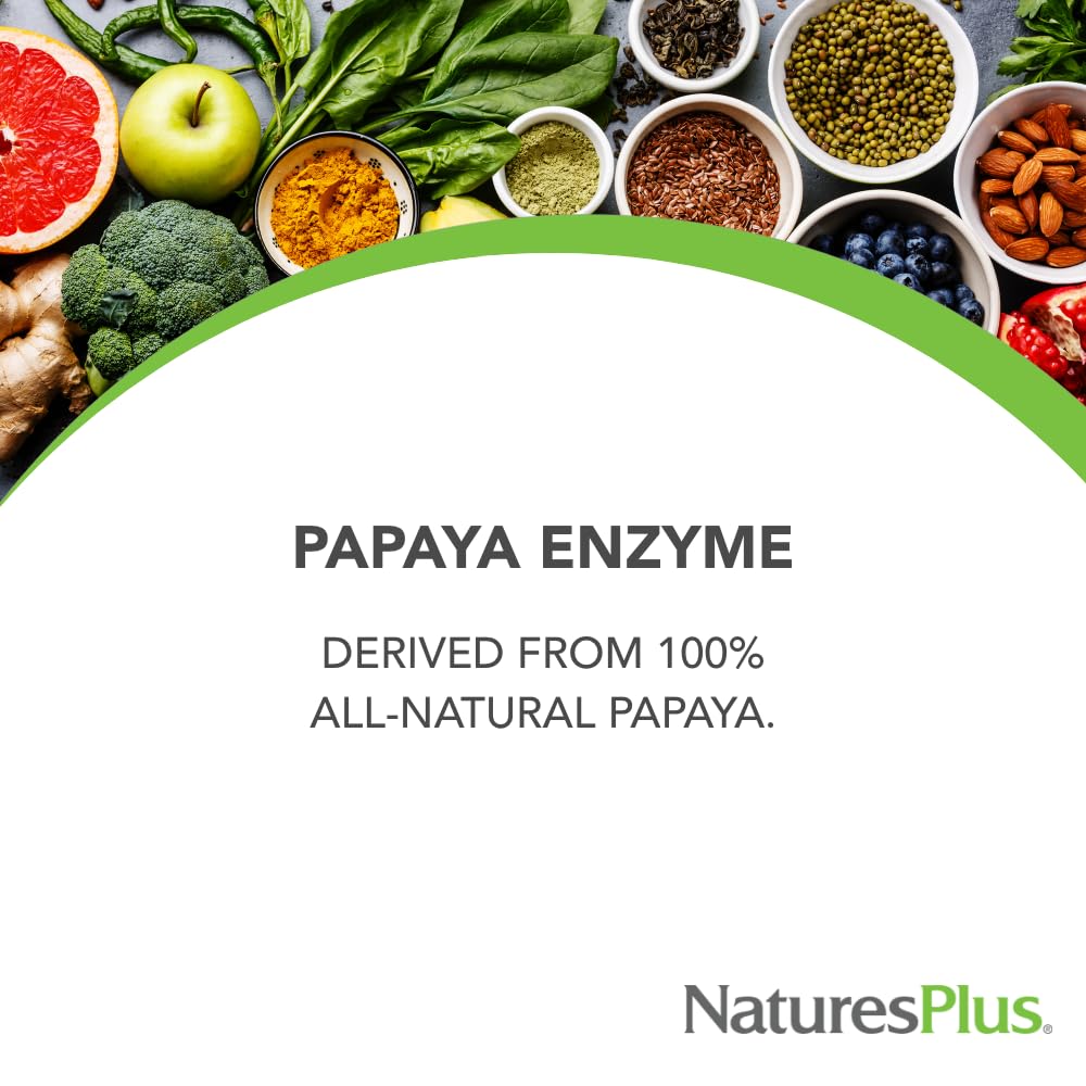 NaturesPlus Papaya Enzyme - 180 Chewable Tablets - Digestive Aid Supplement with Amylase & Protease - Helps Reduce Gas, Bloating, Stomach Upset & Discomfort - Vegan, Gluten Free - 180 Servings NaturesPlusBuy Supplements Australia