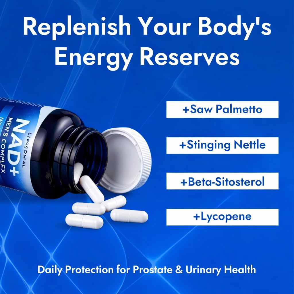 Aureph Vantique Men's NAD+ Supplement with Resveratrol, CoQ10, L-Citrulline & Lycopene - Nitric Oxide Support, Prostate Care, Anti-Aging, Stamina & Cellular Energy Boost 60 Capsules AurephBuy Supplements Australia