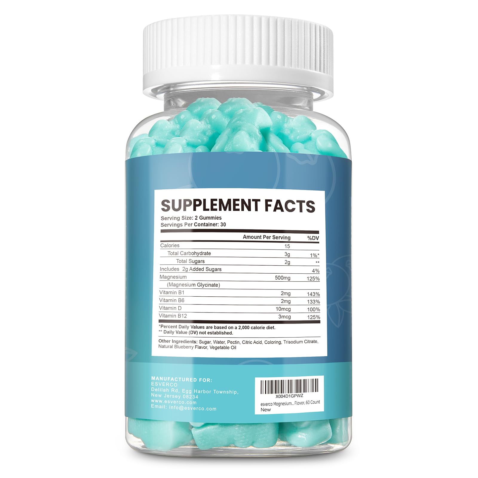 Esverco Magnesium Glycinate Gummies 500mg Sleep for Men & Women Vitamin C, Vegan Promotes Relaxation Muscle, Chewable Magnesium, No Melatonin, Non GMO, Natural Blueberry Flavor, 60 Count esvercoBuy Supplements Australia