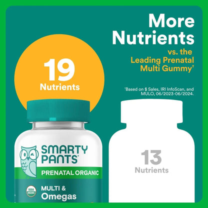 SmartyPants Organic Prenatal Vitamins for Women, Multivitamin Gummies: Biotin, Methylfolate, Omega 3 (ALA), Vitamin D3, C, Vitamin B12, B6, A, K2 & Zinc SmartyPantsBuy Supplements Australia