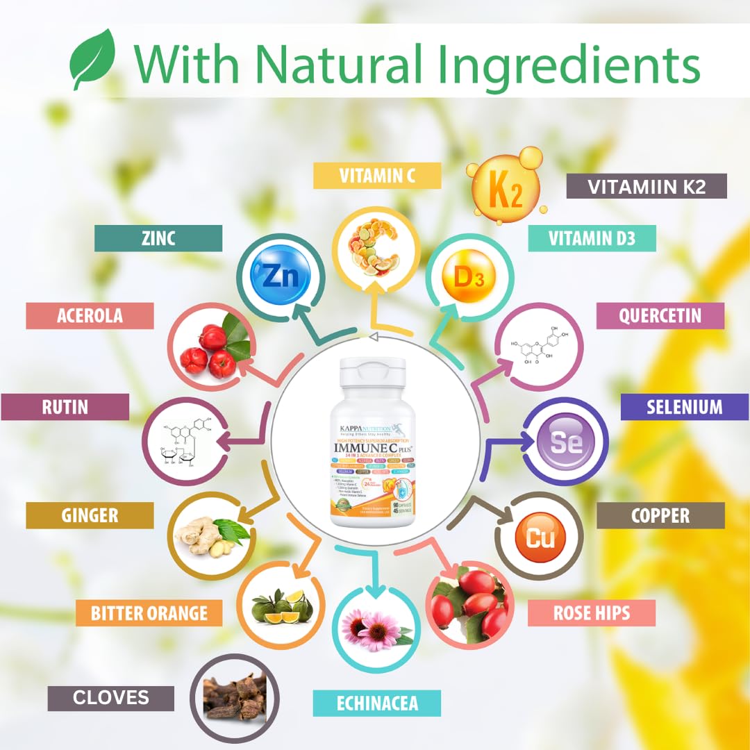 Quercetin 1,000mg, Vitamin C 1,000mg, Zinc 50mg, Vitamin D3 5,000iu, Selenium, Copper, Acerola, Ginger, Rutin, Bitter Orange, Rose Hips, Echinacea, Immune C Plus, 14 in 1 Immune C Plus (120 Count) KAPPA NUTRITIONBuy Supplements Australia