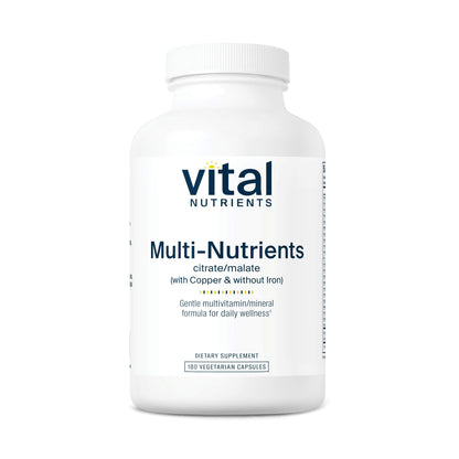 Vital Nutrients - Multi-Nutrients 2 - Citrate/Malate Formula (with Copper and Without Iron) - Multi-Vitamin/Mineral, Potent Antioxidants, Gentle Bioavailable Form - 180 Vegetarian Capsules per Bottle Vital NutrientsBuy Supplements Australia