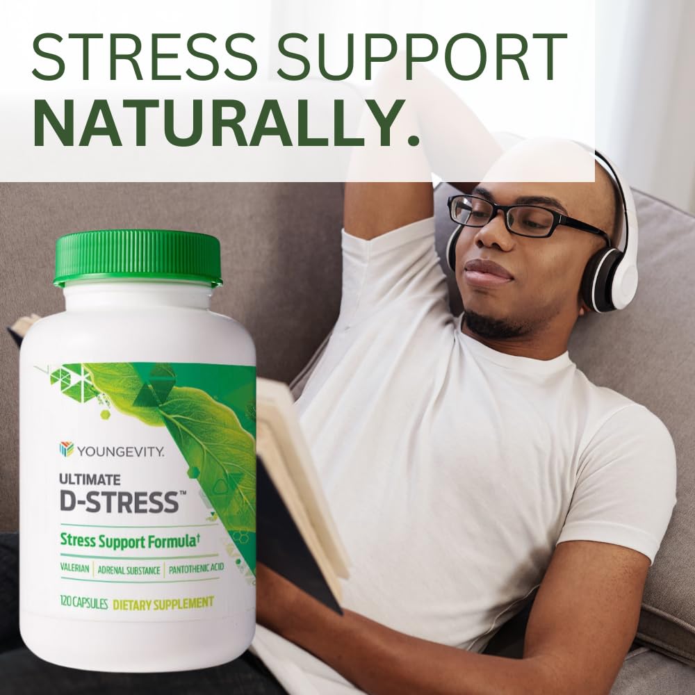 Youngevity Ultimate D-Stress™ – Natural Stress Relief Supplement with Magnesium, Valerian Root Extract, and B Vitamins – Supports Adrenal Health and Nervous System – 120 Capsules (Pack of 1) YoungevityBuy Supplements Australia