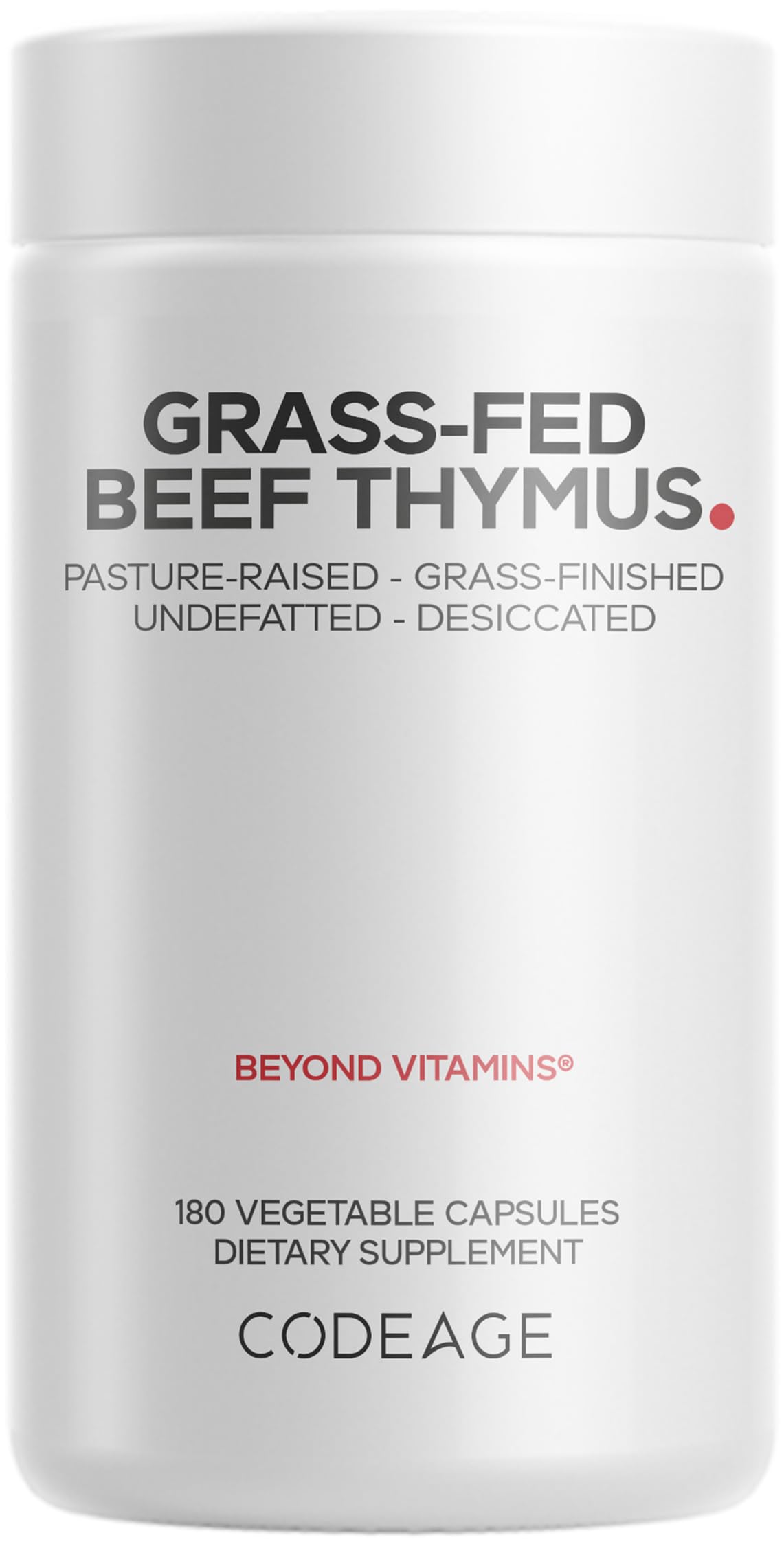 Codeage Grass Fed Beef Thymus Supplement Superfood, Freeze Dried, Non-Defatted, Desiccated Thymus & Liver Pills, Glandulars Meat, Pasture Raised Beef Vitamins, Non-GMO, 180 Capsules CodeageBuy Supplements Australia