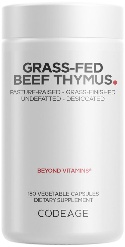 Codeage Grass Fed Beef Thymus Supplement Superfood, Freeze Dried, Non-Defatted, Desiccated Thymus & Liver Pills, Glandulars Meat, Pasture Raised Beef Vitamins, Non-GMO, 180 Capsules CodeageBuy Supplements Australia