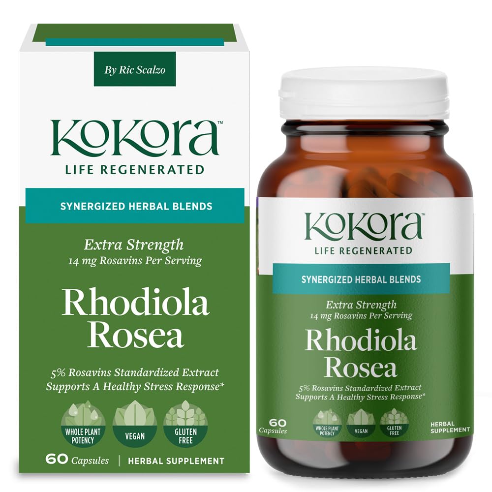 kokora Extra Strength Rhodiola Rosea – Stress Relief, Endurance & Promotes Mental & Physical Performance* - with Siberian Rhodiola, Rosavins, Organic Holy Basil - Vegan, Non-GMO - 60 Capsules kokoraBuy Supplements Australia