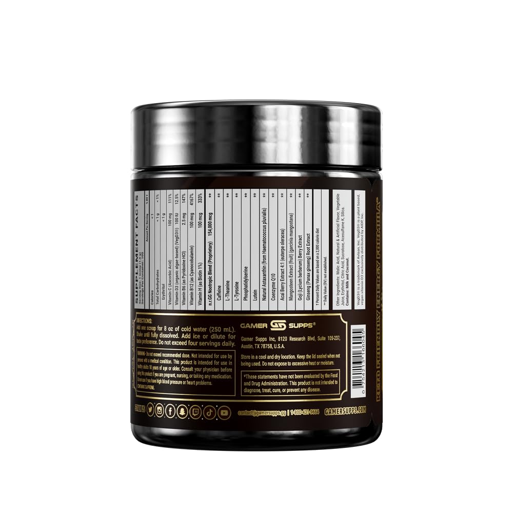Gamer Supps GG Energy - Sploosh by CottontailVA (100 Servings) - Keto Friendly Gaming Energy and Nootropic Blend, Sugar Free + Organic Caffeine + Vitamins + Immune Support, Powder Drink Gamer SuppsBuy Supplements Australia