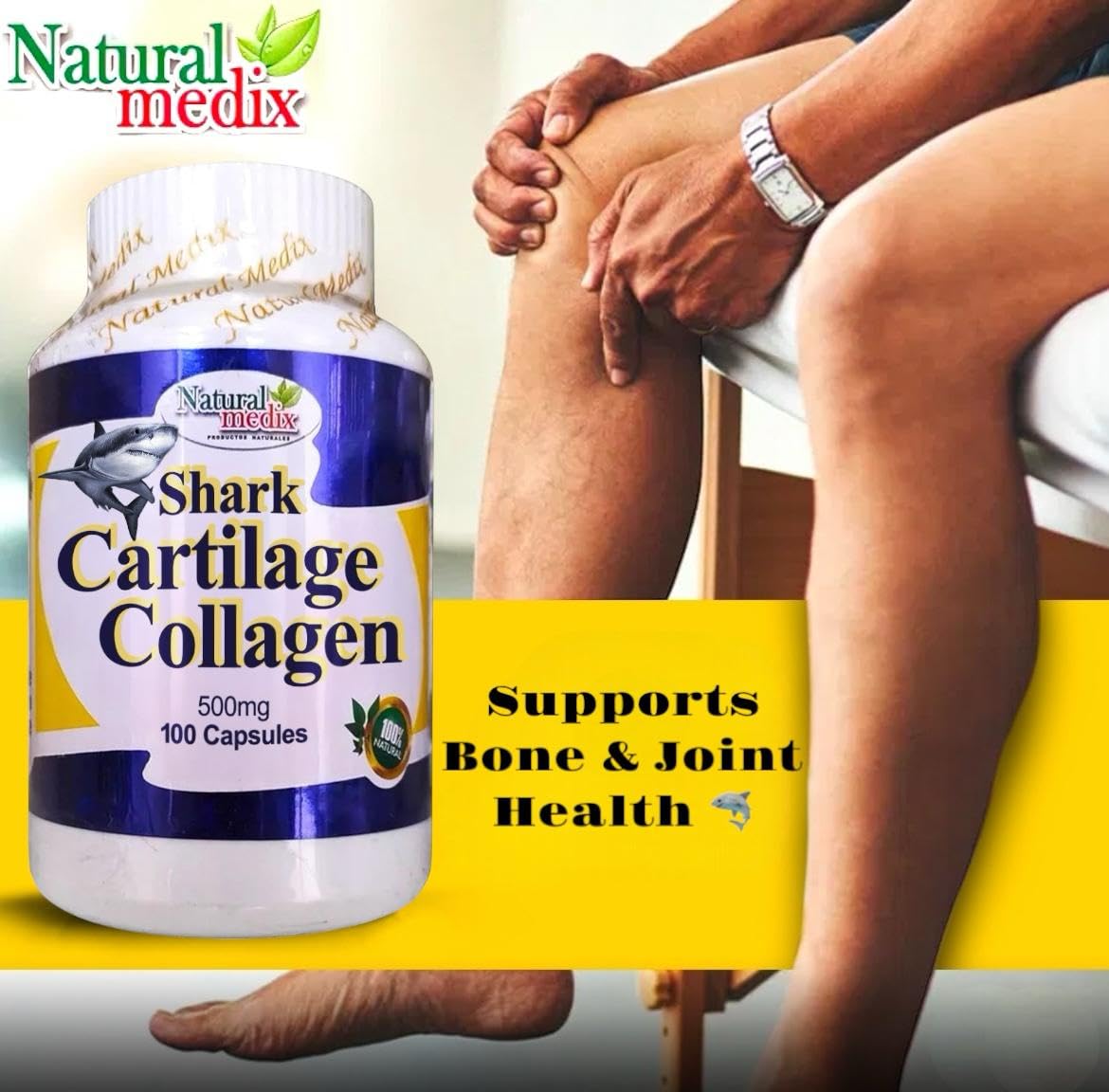 Natural medix Cartilage – Joint Support Supplement with Glucosamine, Collagen & Magnesium – 100 Caps - Cartílago de Tiburon Natural medixBuy Supplements Australia