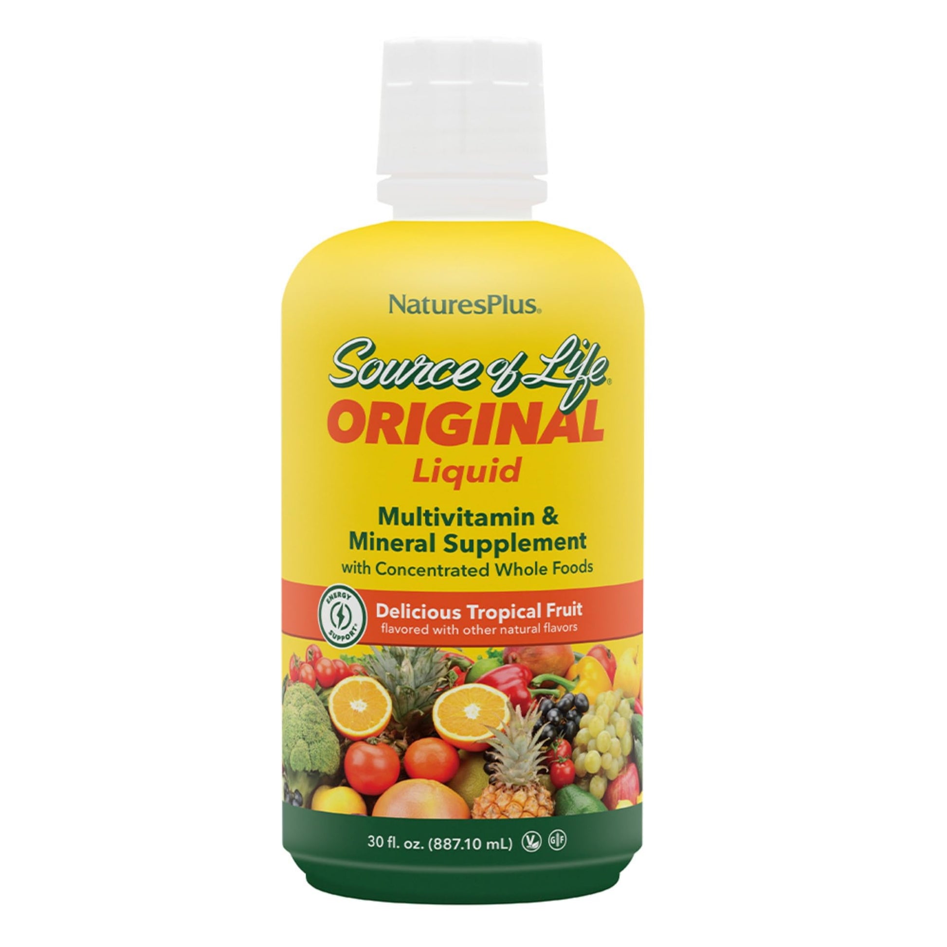 NaturesPlus Source of Life Liquid - 30 fl oz - Tropical Fruit Flavor - Wholefood Supplement, Energy Booster, Antioxidant - Vegetarian, Gluten-Free - 30 Servings Aus HealthcareBuy Supplements Australia
