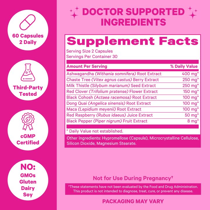 Pink Stork Menopause Supplements for Women with Ashwagandha and Black Cohosh Pink StorkBuy Supplements Australia