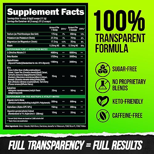 ALPHA LION Superhuman Pump Pre Workout Powder, Nootropic Caffeine & Stim Free ALPHA LIONBuy Supplements Australia
