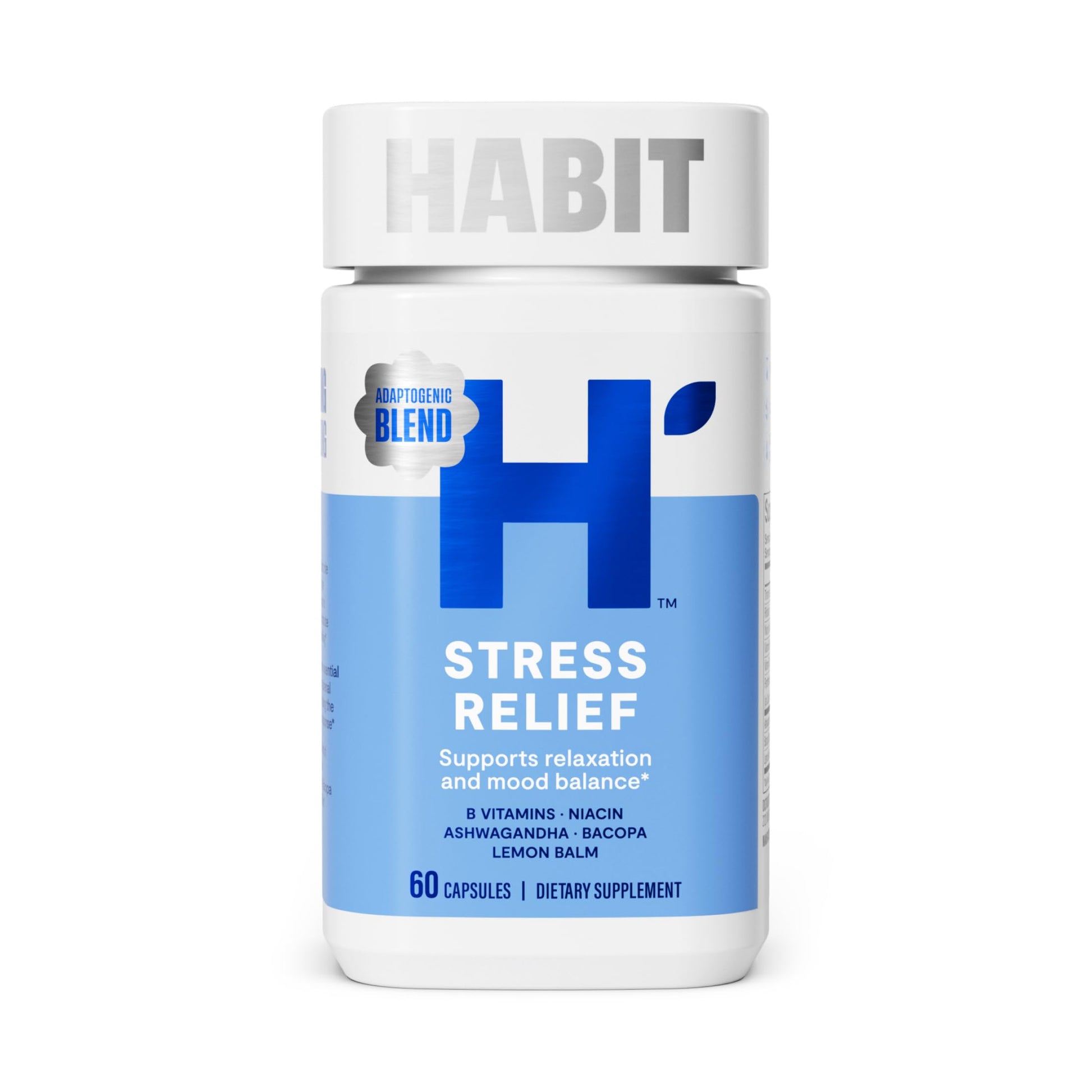 Habit Stress Relief Supplement (60 Capsules) - New Look, Supports Relaxation & Mood Balance, Vitamin B, Adaptogens, Lemon Balm, Calming, Vegan, Non-GMO (1 Pack) H' HabitBuy Supplements Australia