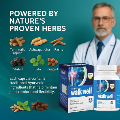 Royal Bee Walkwell Capsules – 60 Capsules – Supports Joint Pain & Inflammation Relief · Useful in Osteoarthritis · Promotes Flexibility & Mobility · Clinically Studied Herbal Ingredients GenericBuy Supplements Australia