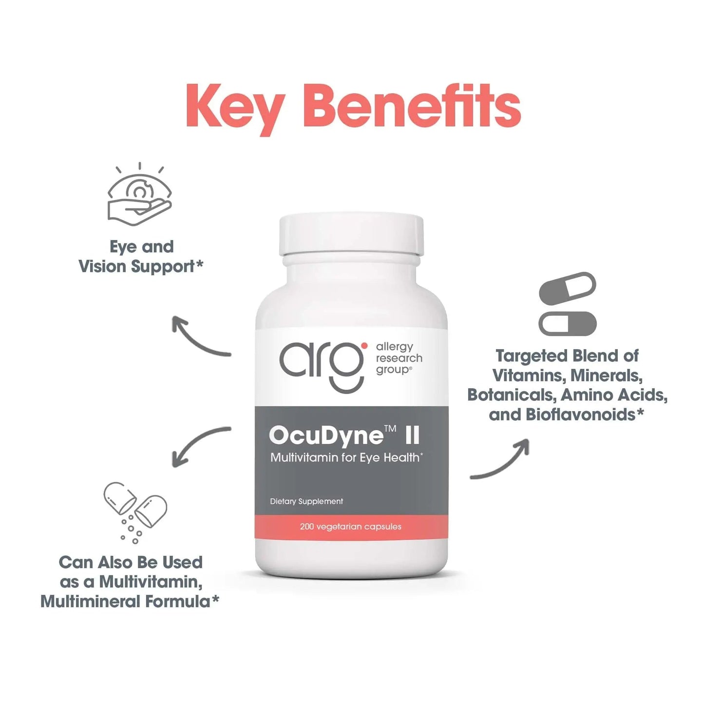 Allergy Research Group OcuDyne II Supplement - Eye Support Vitamins for Vision, Eye Health for Adults, Vision Support, Multivitamin Formula Allergy Research GroupBuy Supplements Australia